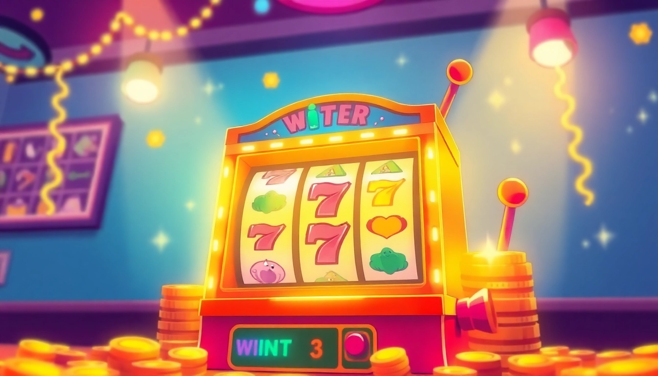 Engage with เว็บสล็อตทดลอง through an interactive slot machine experience with colorful symbols and shining coins.