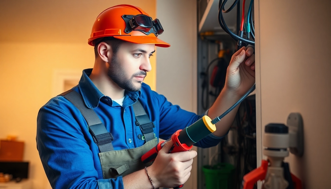 Professional electrician providing urgent Elektriker Notdienst service during a power outage.