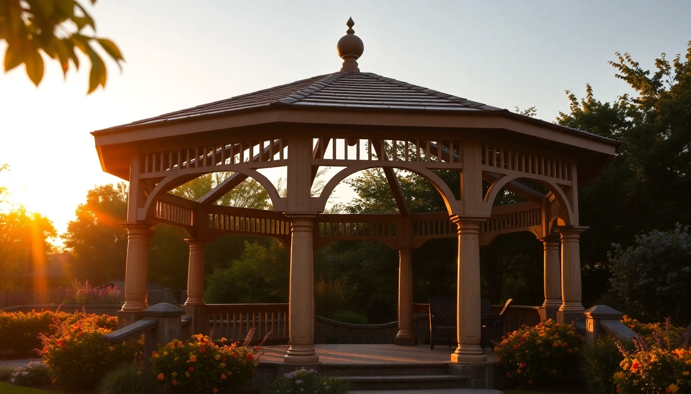 Enjoy a gazebo in Ireland, nestled beautifully in a lush garden, perfect for gatherings and relaxation.