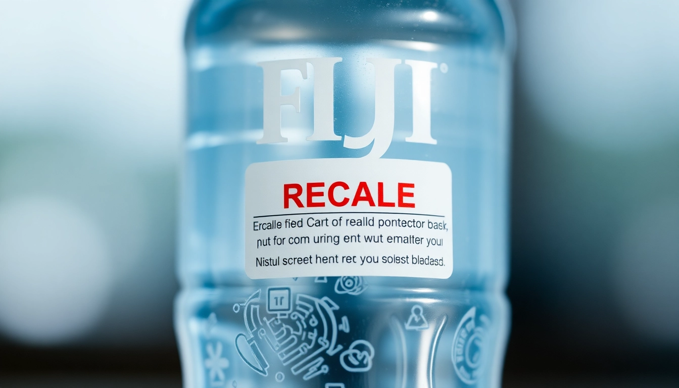 Fiji water bottles recalled notice displayed prominently on a Fiji water bottle to highlight contamination issues.