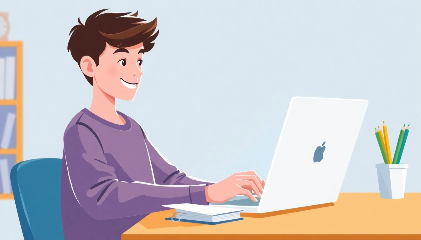 Utilizing My Homeworkmarket for online study help with a laptop and books.