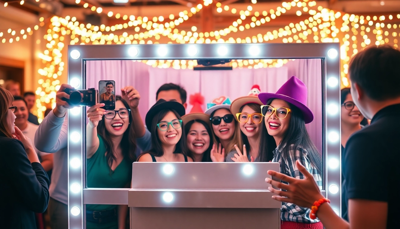 Guests enjoying a lively 360 Photo Booth Rental Near Me at a party, capturing unforgettable moments together.