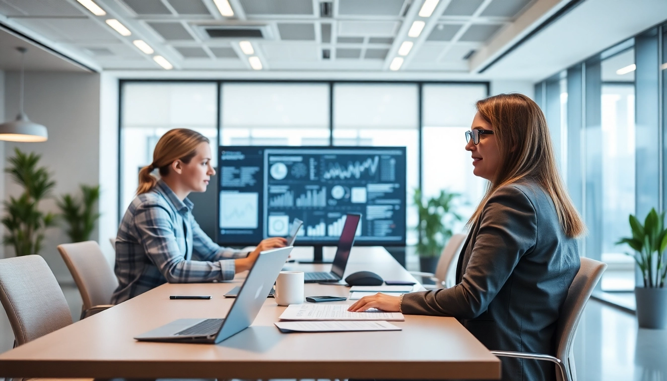 Analyze competitive intelligence services through detailed data assessment in a modern office setting.