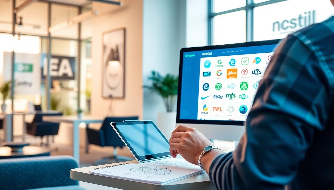 Create stunning custom AI logo design with a professional designer at work and creative tools.