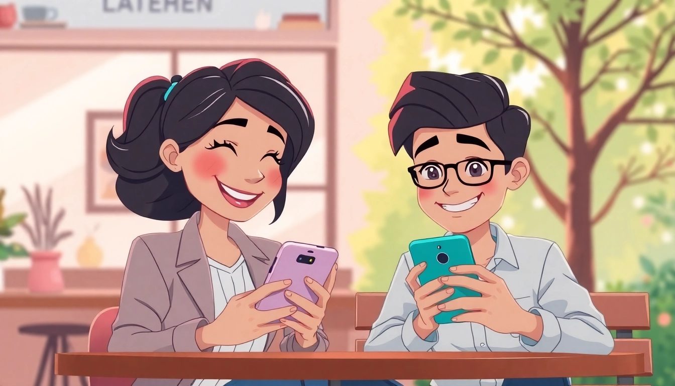 Engaging dirty chat scene featuring animated characters in a cozy coffee shop and a park.