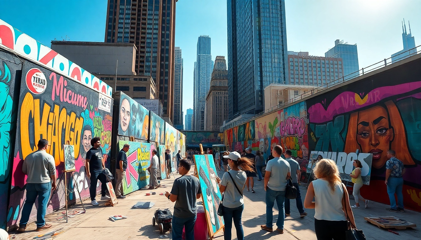 Artistic representation of emerging artists in Chicago, showcasing vibrant street art and urban creativity.