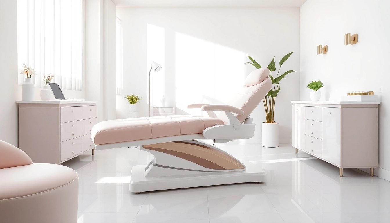 Hochwertige kosmetische Behandlungen auf einer modernen liegen Kosmetik im eleganten Raum.