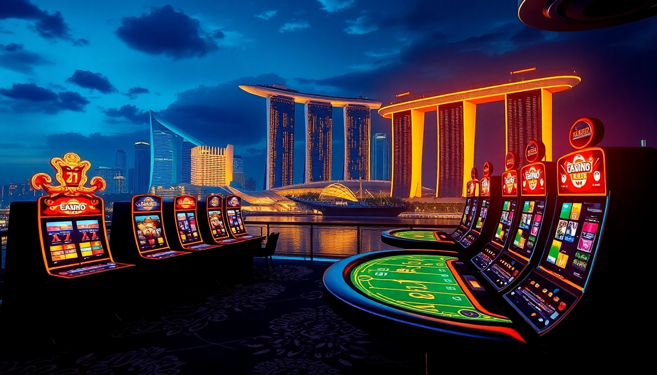 Experience the thrill of playing at a singapore casino online with vibrant slot machines and poker tables.
