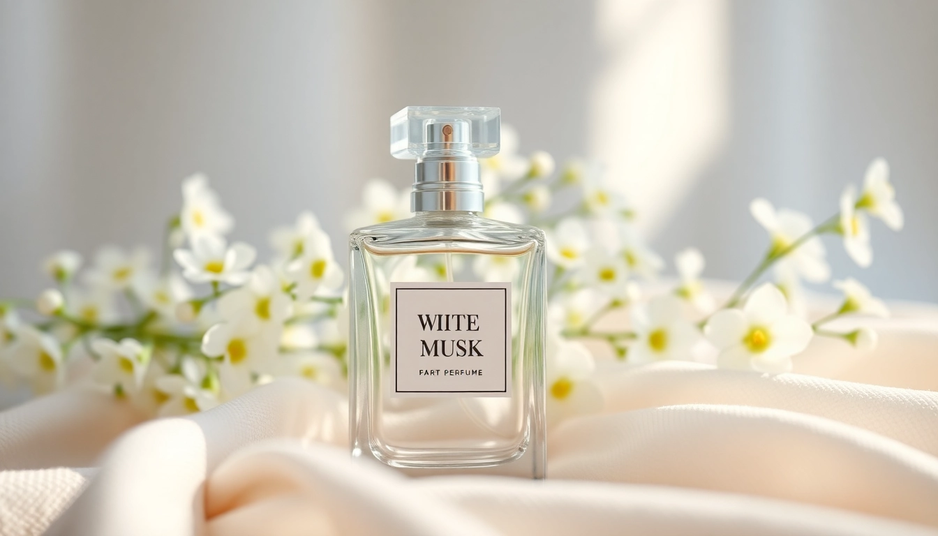 Appliquer la fragrance 'White musk' à travers un flacon élégant et floral.