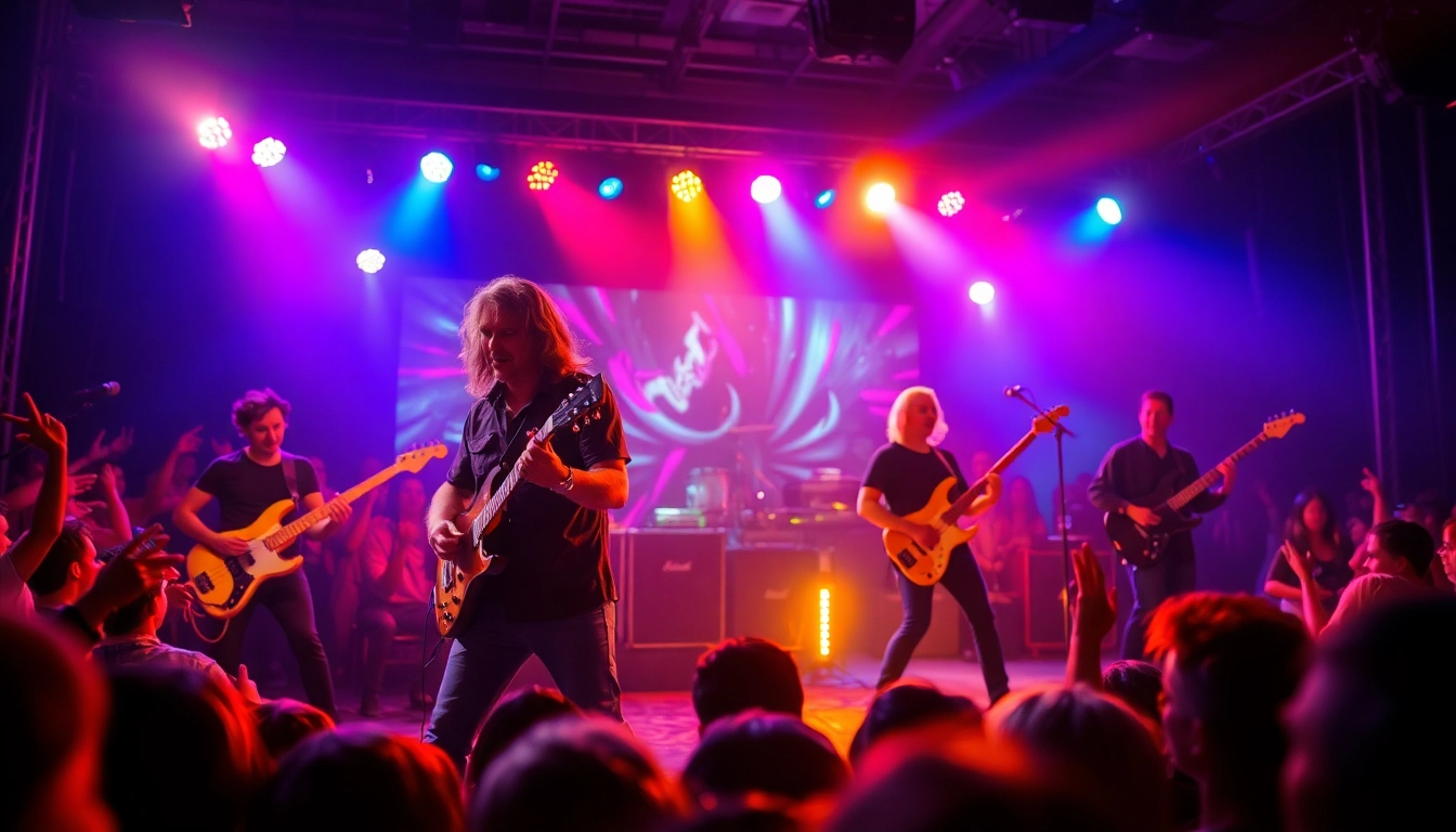 Catch the energy of cool alternative rock songs performed live by an electrifying band on stage.