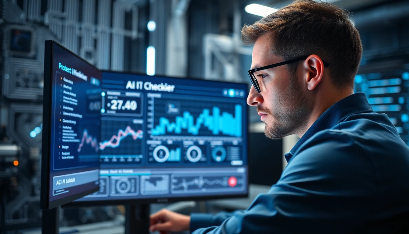 Analyze text with a reliable AI checker in a digital lab setting, showcasing advanced technology.