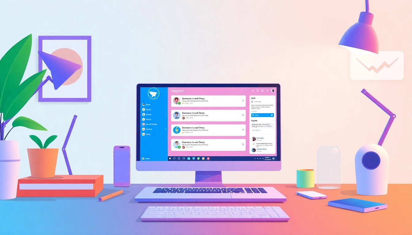 Showcasing the intuitive interface of telegram下载电脑版 on a modern laptop screen.