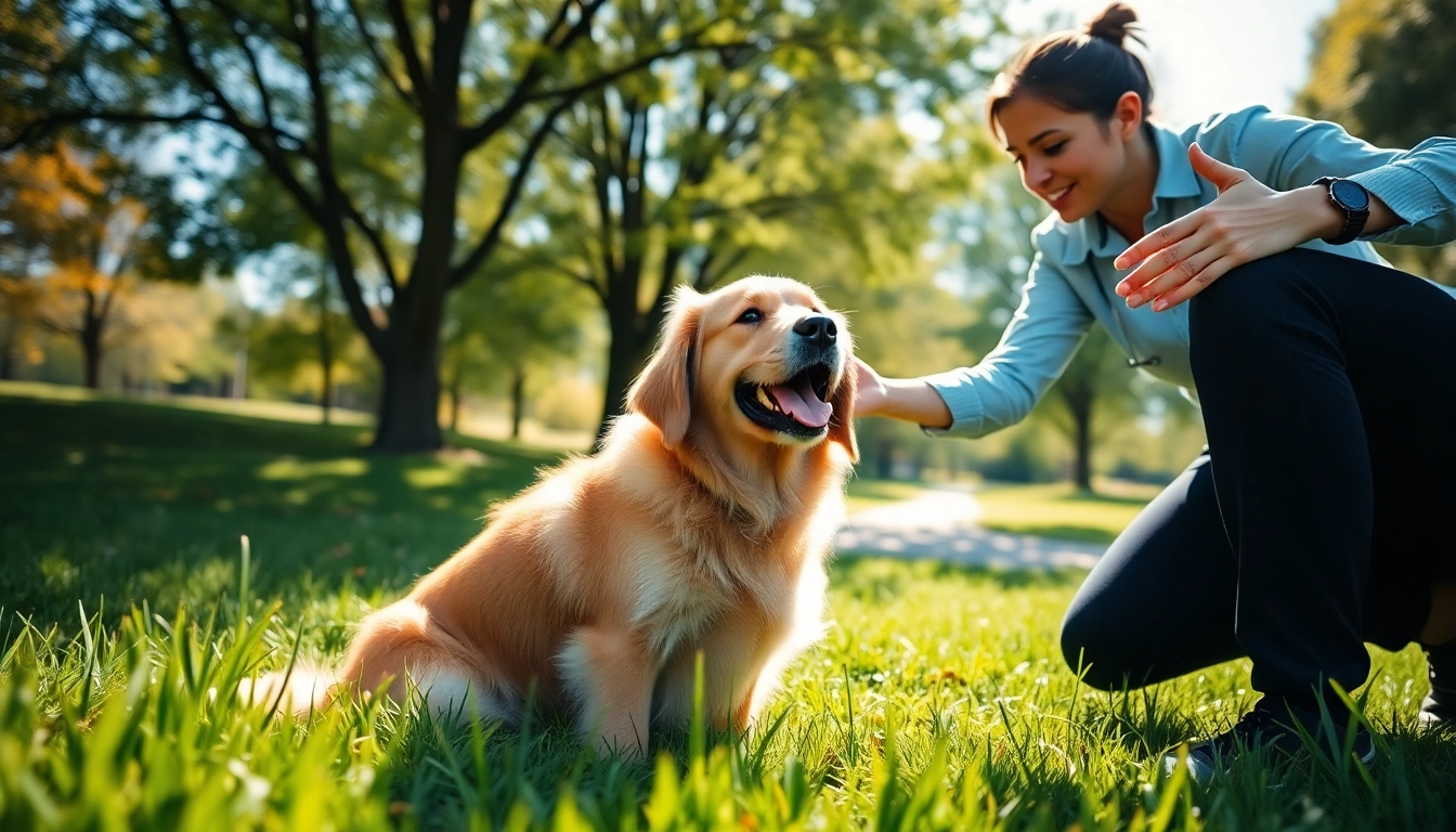 Enhance skills with Dog Training Irvine techniques, showcasing positive reinforcement with a golden retriever.