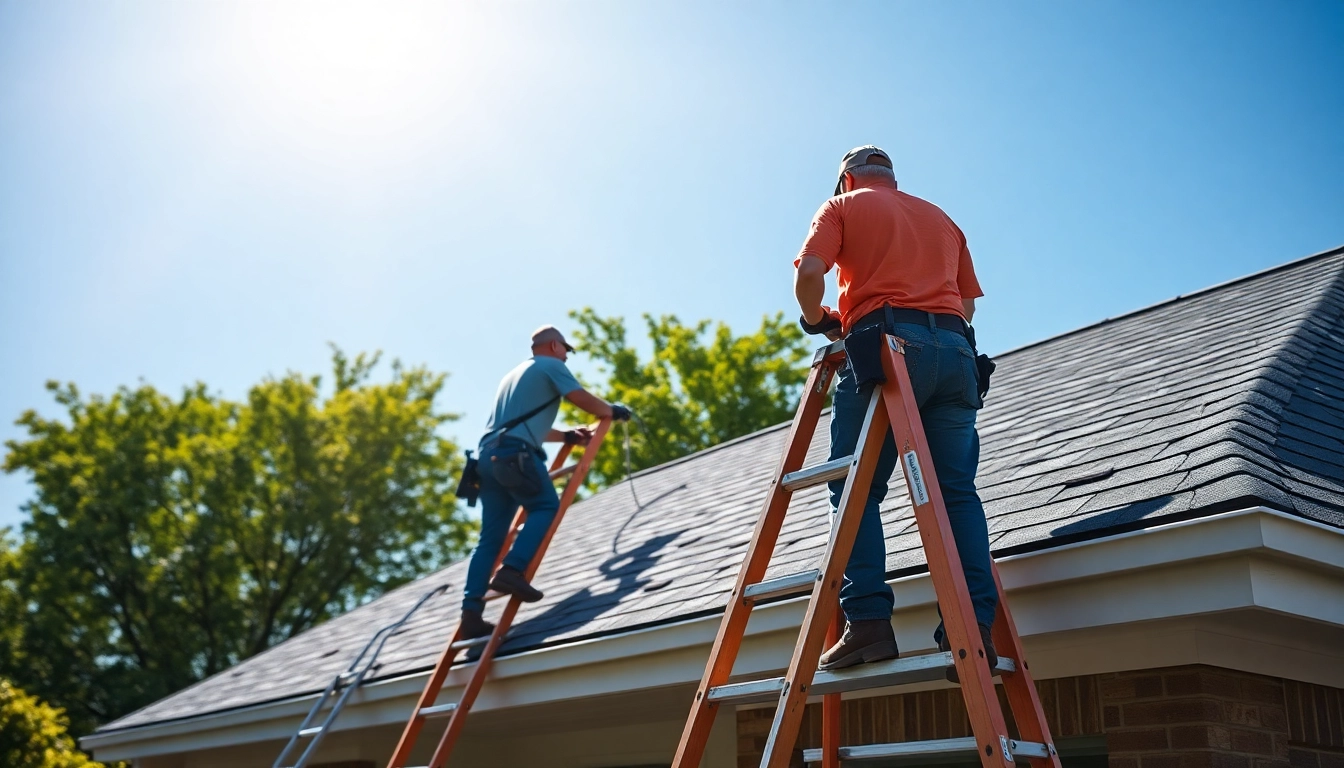 Install asphalt shingle roofing Texas on a home by professionals in a sunny Texas neighborhood.