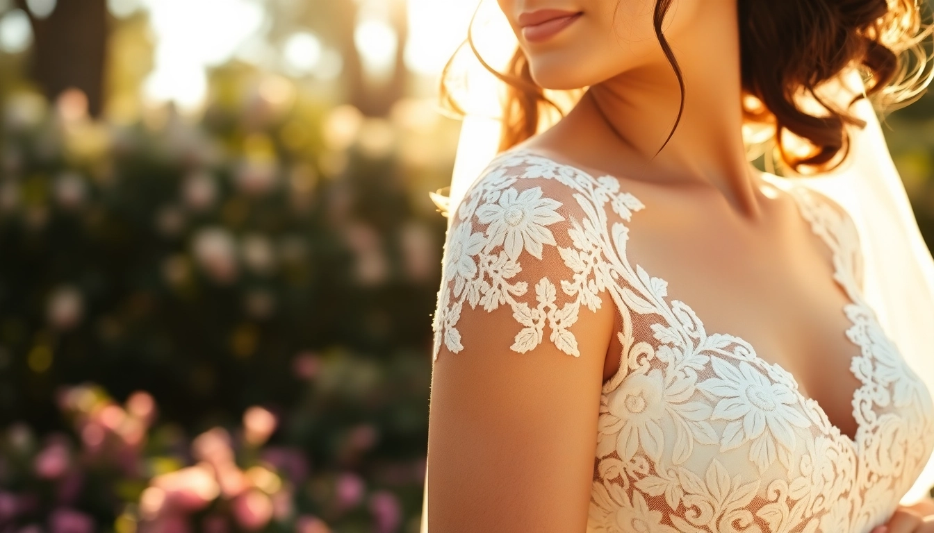 Bridal elegance with lace wedding dresses features intricate designs and floral accents.