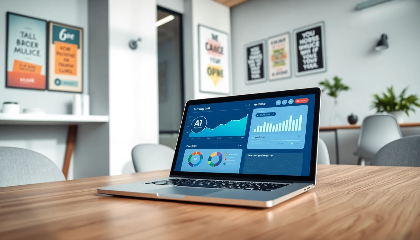 Analyze AI-generated content with an advanced ai checker interface on a modern laptop.