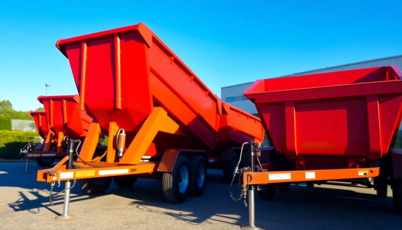Explore high-quality dumpster trailers for sale at a vibrant dealership with various models available.