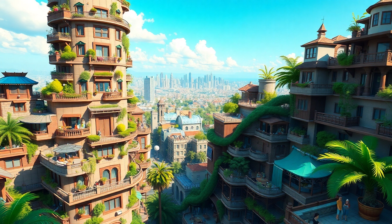 Discover the vibrant sim tower showcasing unique architectural designs and community life.