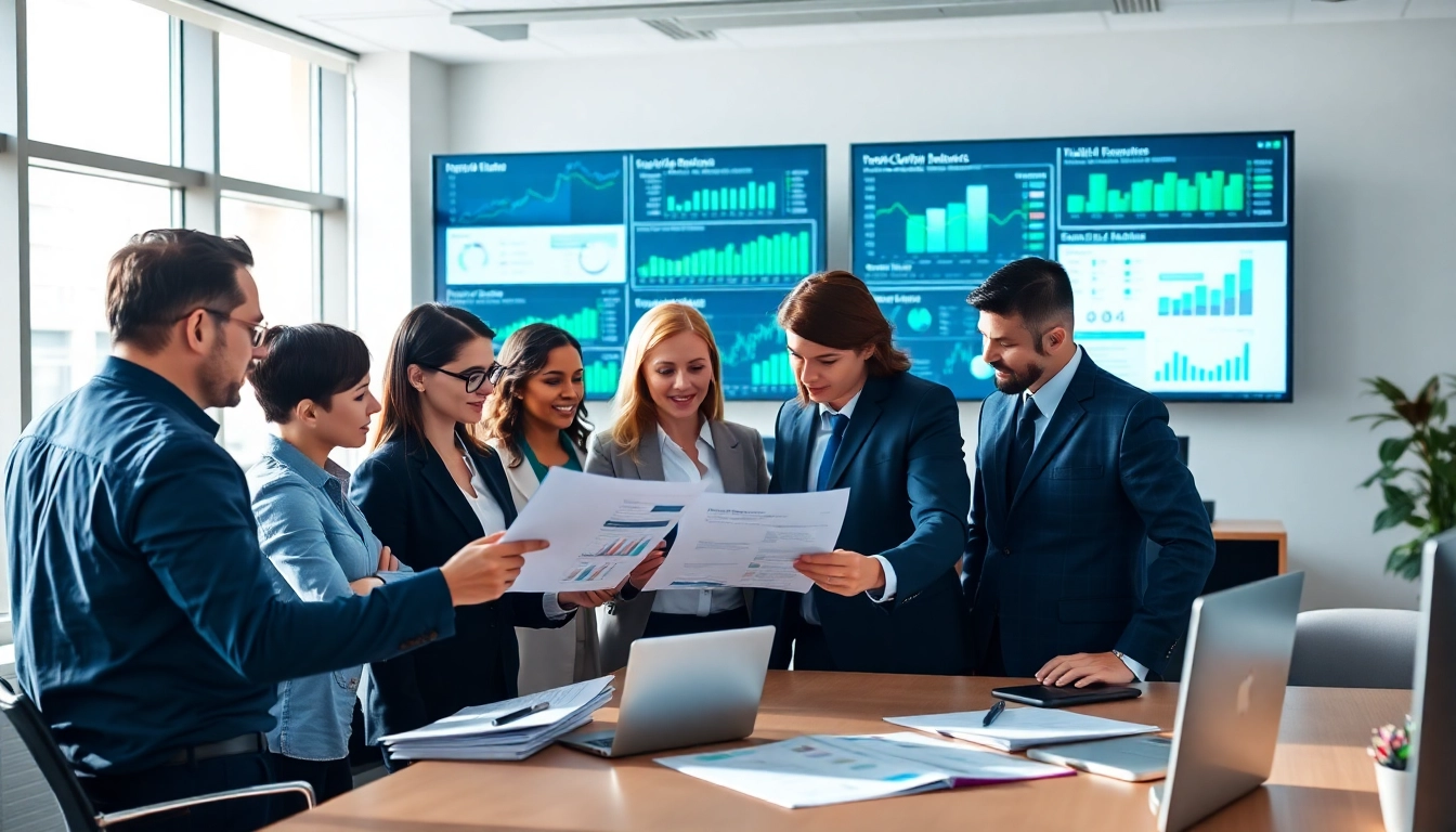 Utilize ai prompts for competitive intelligence with a team analyzing research data in a modern office.