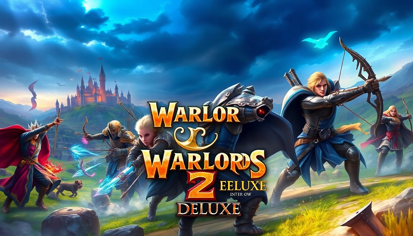 Experience the excitement of Warlords 2 download with a vibrant fantasy battle illustration.