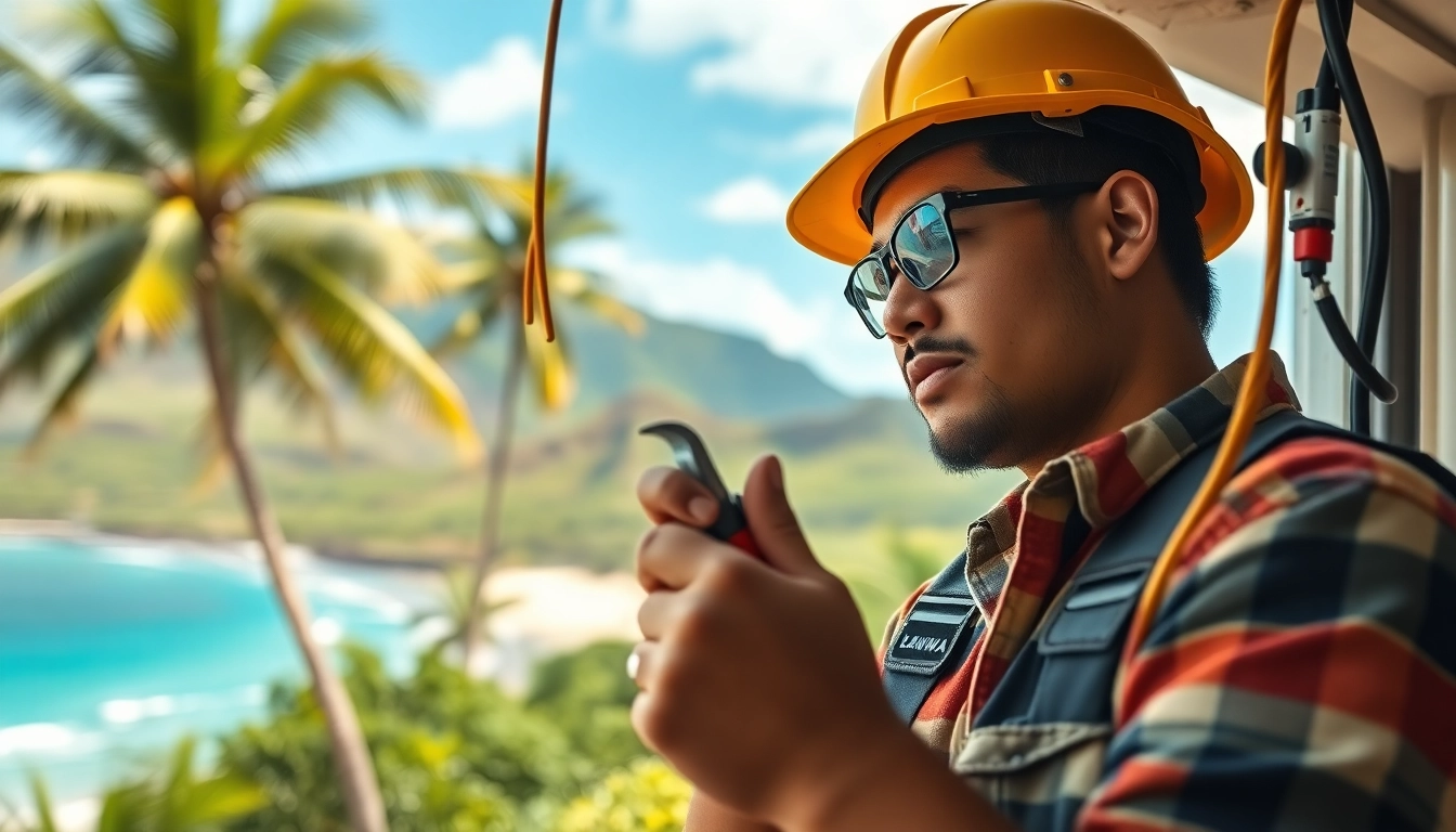Electrician apprenticeship Hawaii featuring a dedicated apprentice working on electrical wiring.