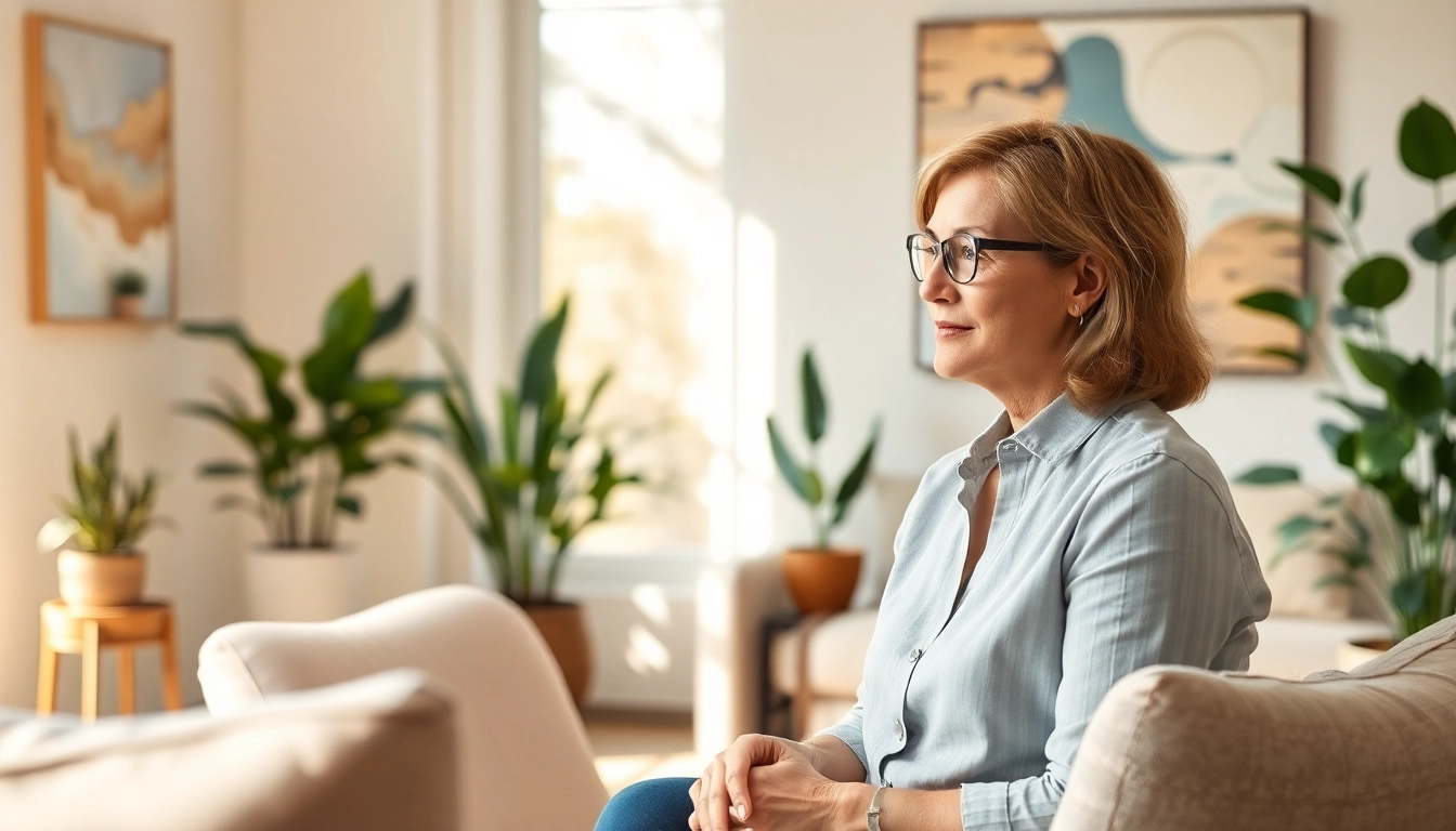 Engaging attachment theory specialist guiding a therapy session in a tranquil office.