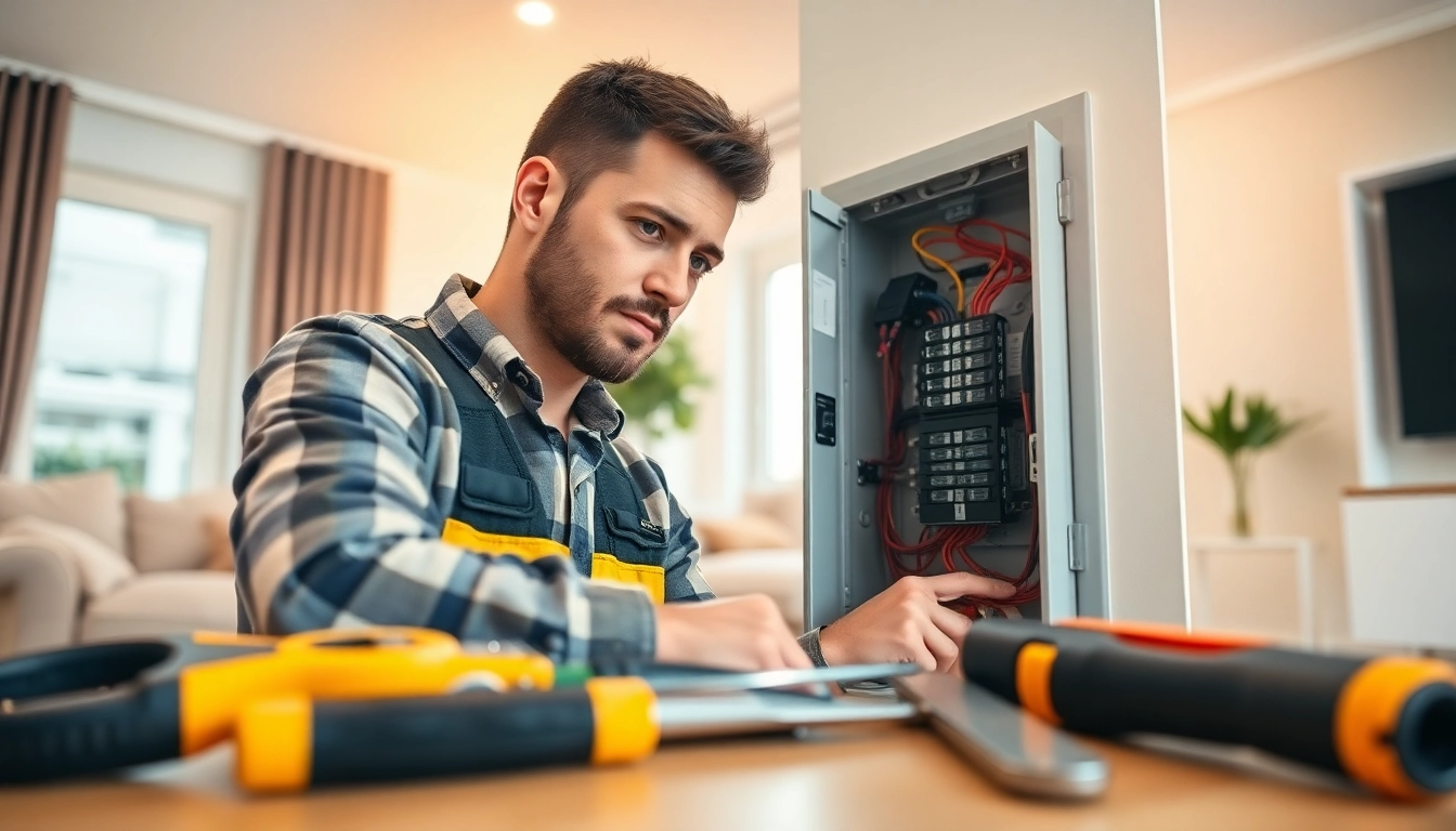 Ensure safe Electrical Service with a professional electrician inspecting a home panel.