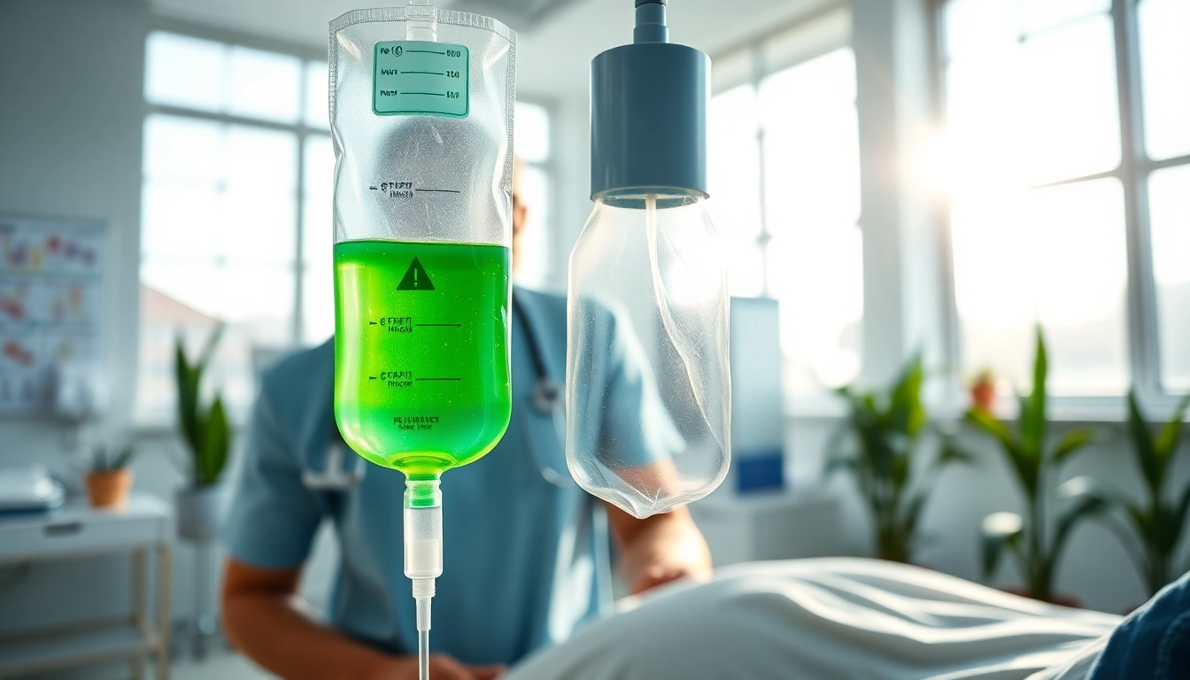 Administering IV Therapy in a serene medical environment with a nurse and patient interaction.