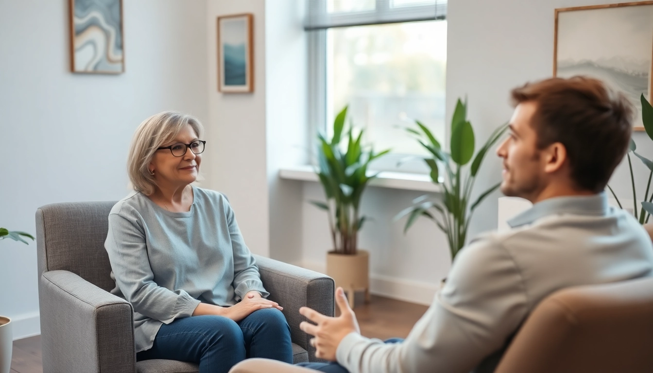 Engaging counselling session with therapist and client focusing on emotional issues.