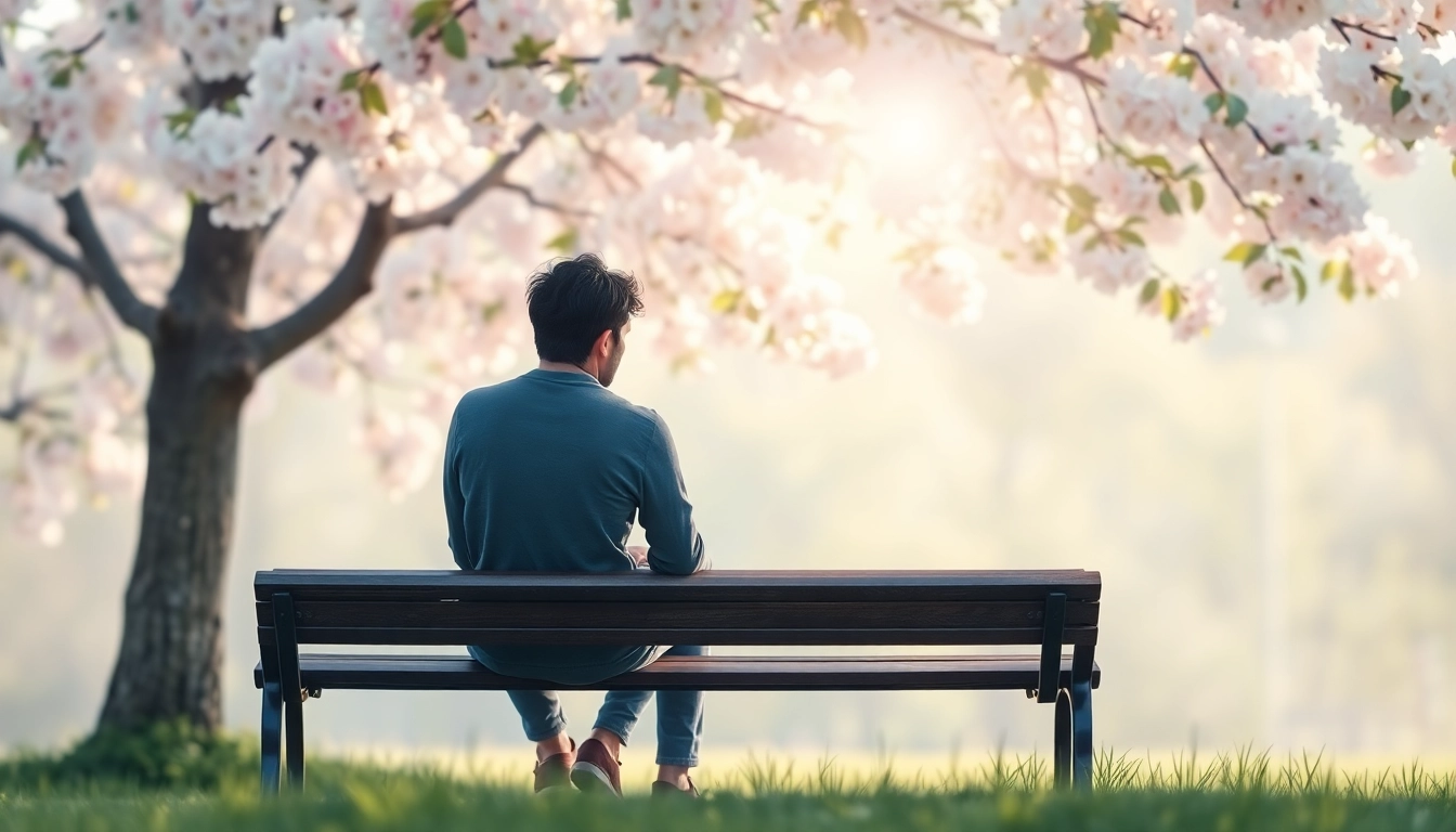 Reflecting on a relationship breakup, a person finds peace under a blooming tree.