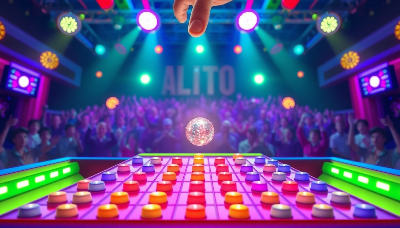Menggugurkan bola ke dalam plinko slot yang berwarna-warni saat permainan dimulai.