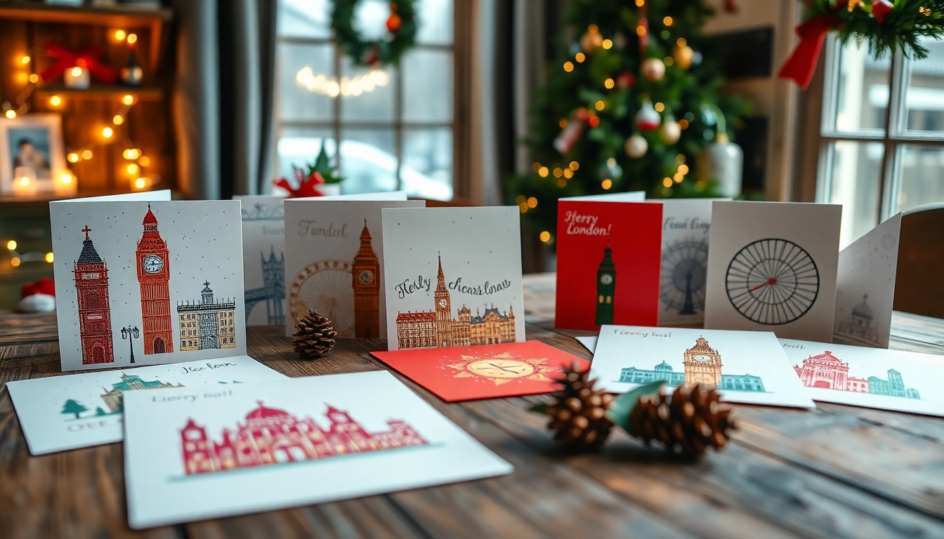 Browse our unique Xmas cards London featuring beautiful hand-drawn designs showcasing iconic landmarks.
