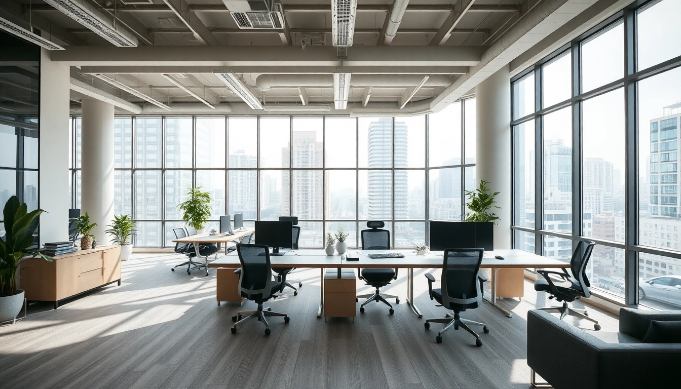 Achat de bureaux modernes dans un espace de travail contemporain lumineux et productif.