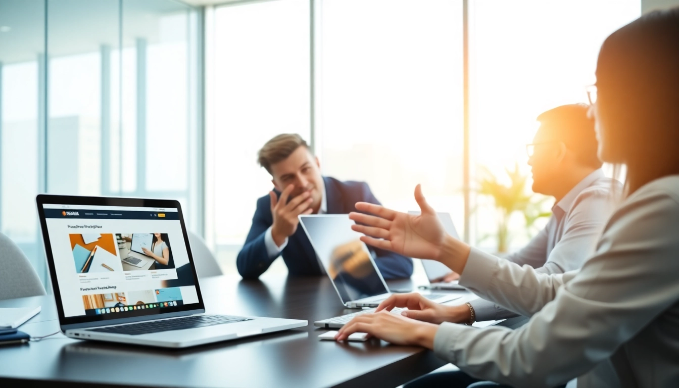 Showcasing collaborative website design in kansas city in a bright conference room setting.