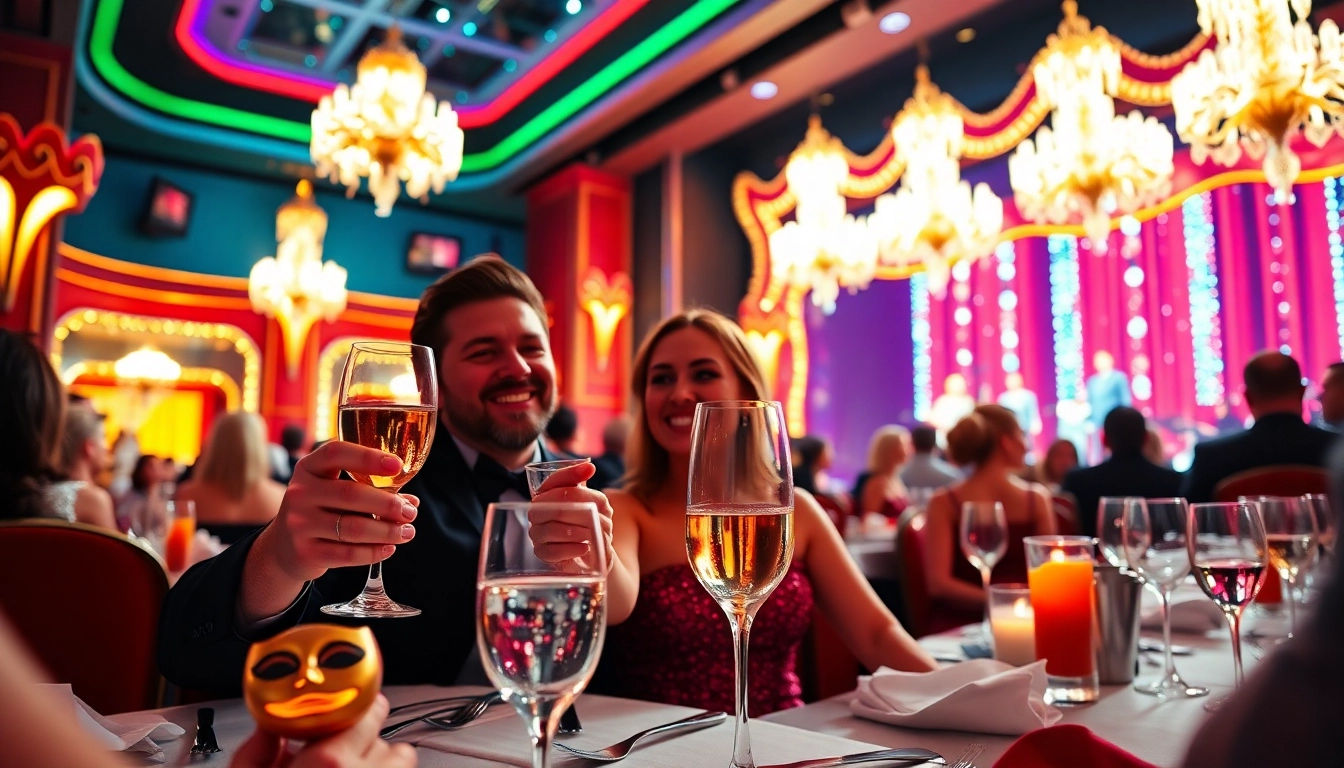 Enjoy a lively Las Vegas dinner theater experience with charming couples and dazzling performances.