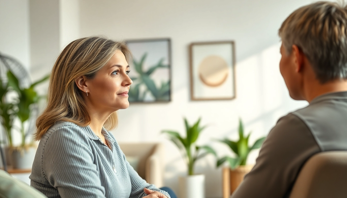 Engaging counselling session showcasing a therapist's empathetic approach in a calming environment.