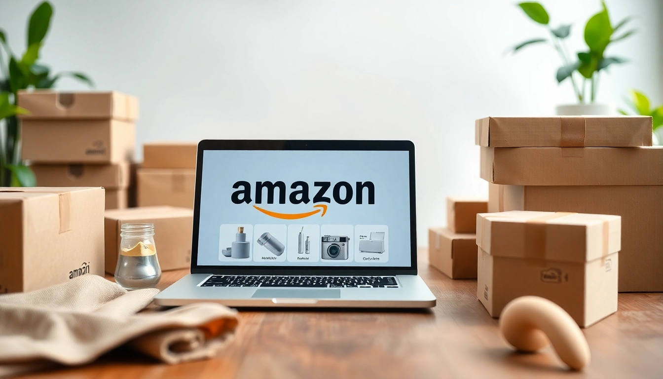 Showcasing wholesale products to sell on Amazon in a professional workspace with organized products.