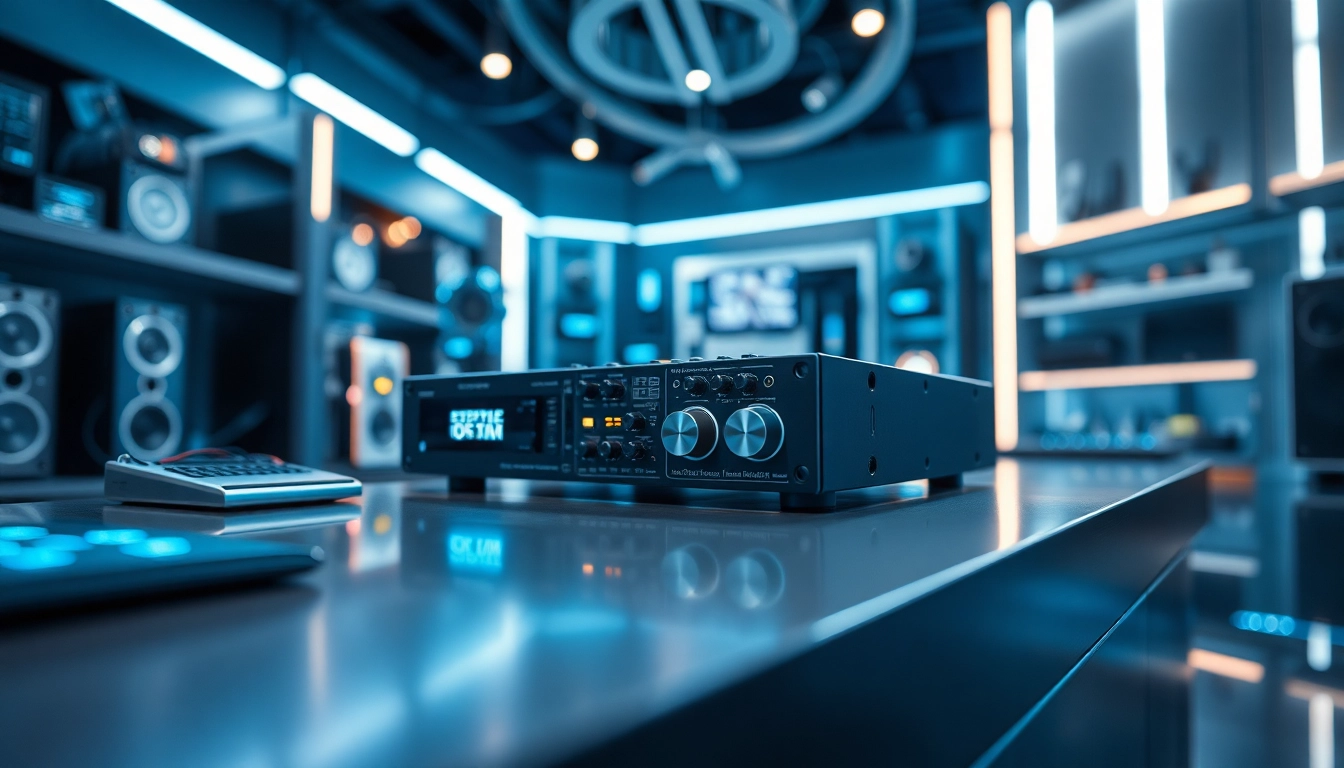 Showcasing the https://hardwareplayer.com music player in a modern electronic store with sleek design.
