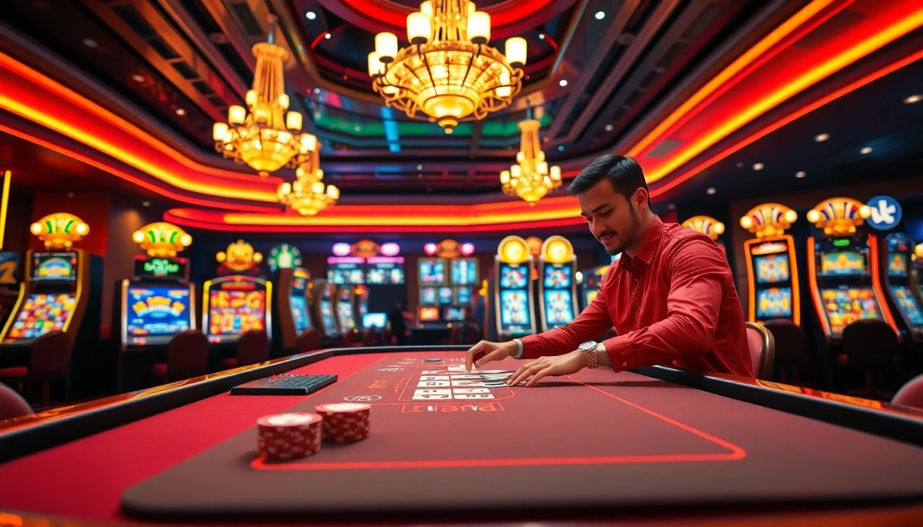 Experience thrilling Live Dealer / Slots action with vibrant tables and a dynamic casino atmosphere.